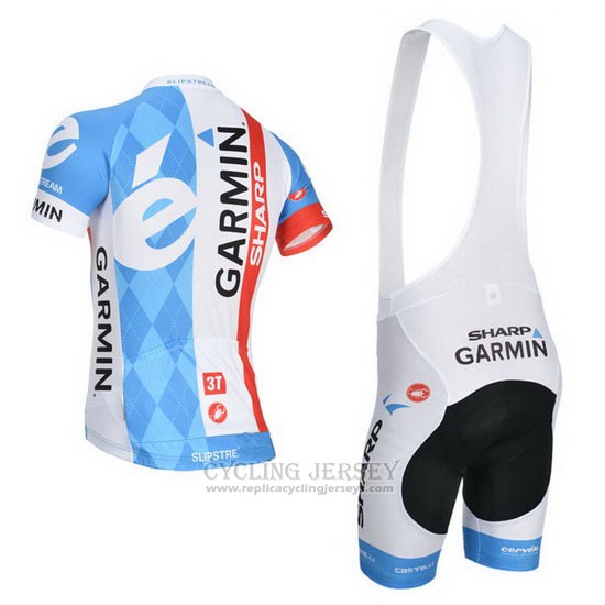 2014 Cycling Jersey Garmin Sharp Light Blue and White Short Sleeve and Bib Short